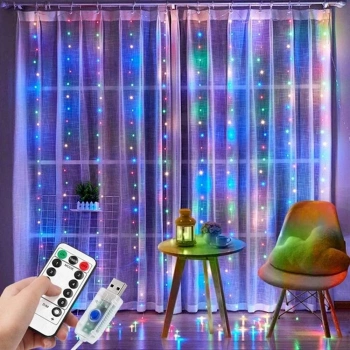 Tel Perde Led 3*3m 300 Led Rgb