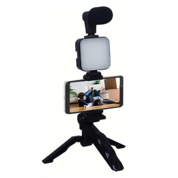 Telefon Tutucu Mikrofonlu Işıklı Youtuber Video Kayıt