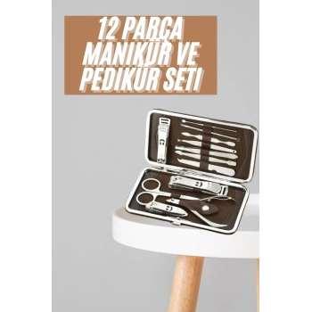 Tırnak Bakım Seti Tırnak Düzeltme Batık 12 Parça Çanta Tipi Manikür Pedikür