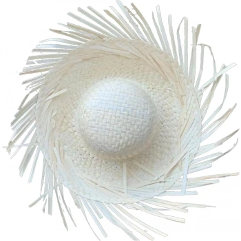 Tropikal Parti Beyaz Hasır Hawaii Şapkası 13x36 Cm