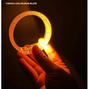 Turuncu Led Işıklı Baskı Yapılabilen Pilli Bileklik Bilezik 1,5 Cm Genişlik