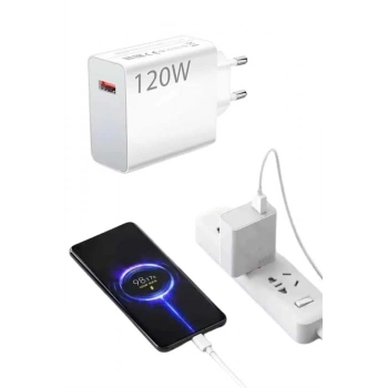 Type C Yüksek Hızlı Şarj Aleti Beyaz 120w Ultra Uzun Ömürlü