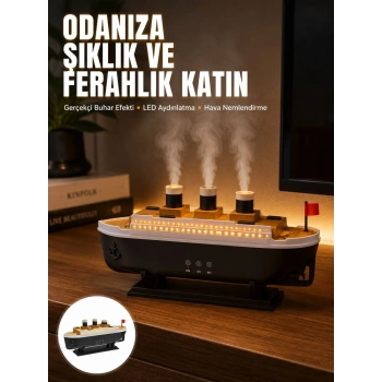 Ultra Sessiz Titanik Gemi Led Işıklı Aroma Difüzörü Oda Nemlendirici Yeni Nesil