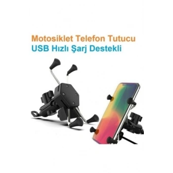 Usb Şarjlı Ayna Bağlantılı Motosiklet Telefon Tutucu Motor Tutacağı