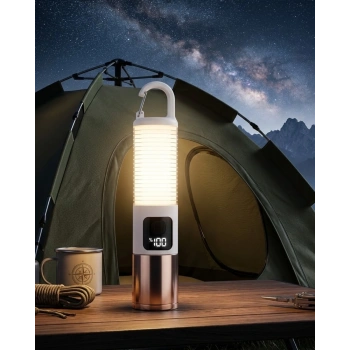 Usb Şarjlı Kamp Feneri Çift Işık Kaynağı 500 Lümen Güç Ekranlı Taşınabilir Led Aydınlatma