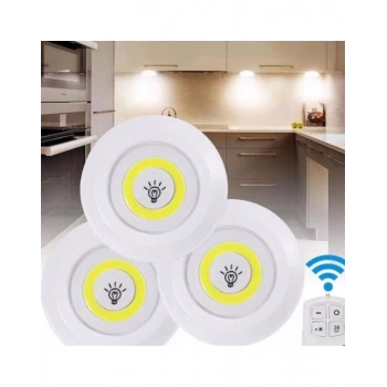 Uzaktan Kumandalı 3 Lü Spot Led Lamba Kablosuz Pilli Işıldak