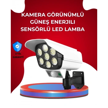 Uzaktan Kumandalı Güneş Enerjili Led Güvenlik Lambası Kamera Tipi Hareket Sensörlü