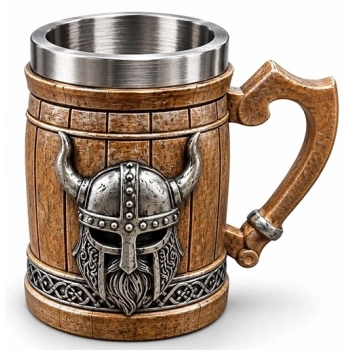 Viking Miğferi Figürlü 3d Kabartmalı Paslanmaz Çelik Kupa Bardak Alk6545