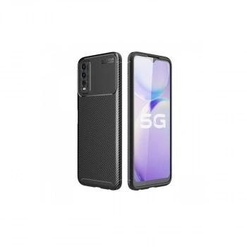 Vivo Y11s Kılıf Auto Focus Karbon Kapak - Siyah