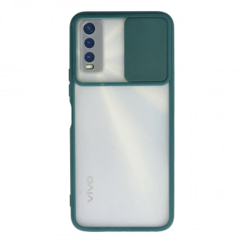 Vivo Y11s Kılıf Palm Buzlu Kamera Sürgülü Silikon - Yeşil