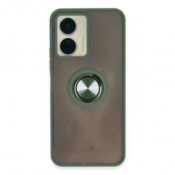 Vivo Y16 Kılıf Montreal Yüzüklü Silikon Kapak - Yeşil