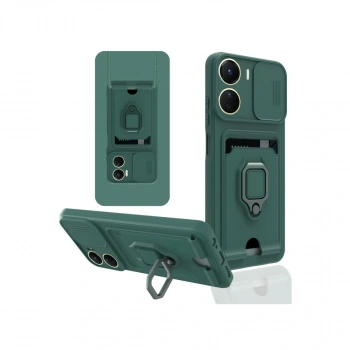 Vivo Y16 Kılıf Zuma Kartvizitli Yüzüklü Silikon - Yeşil