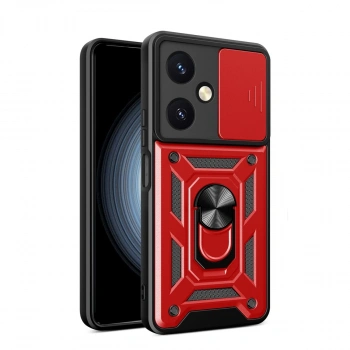 Vivo Y27 Kılıf Pars Lens Yüzüklü Silikon - Kırmızı
