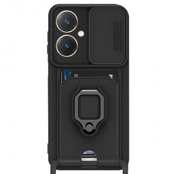 Vivo Y27 Kılıf Zuma Kartvizitli Yüzüklü Silikon - Siyah