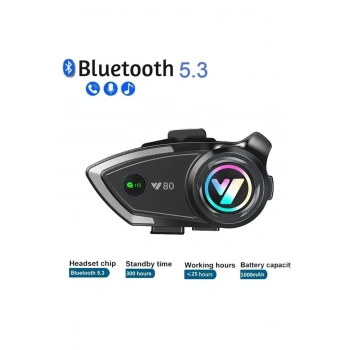 Vothoon Y80 Motosiklet Kask Kulaklık Intercom Işıklı Motorsiklet Interkom
