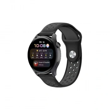 Watch 22mm Spor Delikli Kordon (saat Değildir) - Siyah-füme