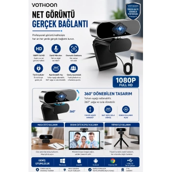 Webcam Orjınal 1080p Hd Konferans Kamera Dahili Mikrofon Görüntülü Sohbet Yayın Kamerası Hd Video Ae-104
