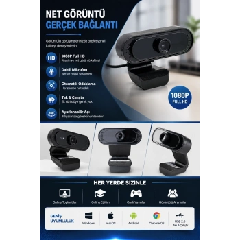 Webcam Orjınal 1080p Hd Konferans Kamera Dahili Mikrofon Görüntülü Sohbet Yayın Kamerası Hd Video Ae-112