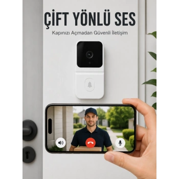 Wi-fi Beyaz Görüntülü Kapı Zili  Hd Kamera, Gece Görüşü Ve Çift Yönlü Konuşma Özellikli