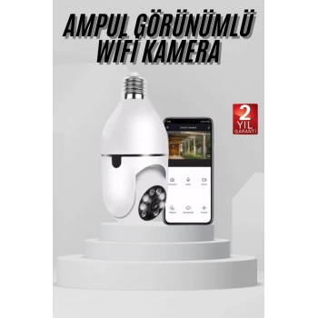 Wifi Güvenlik Kamerası 360 Derece Dönebilen Harekete Duyarlı Gece Görüşlü Ampul