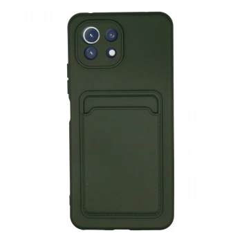 Xiaomi Mi 11 Kılıf Kelvin Kartvizitli Silikon - Koyu Yeşil
