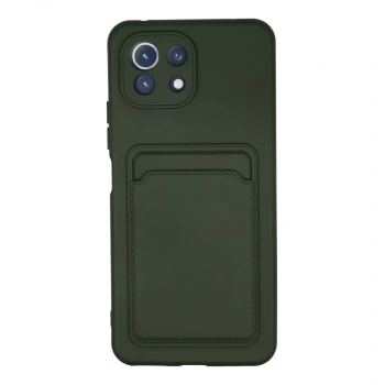 Xiaomi Mi 11 Kılıf Kelvin Kartvizitli Silikon - Koyu Yeşil