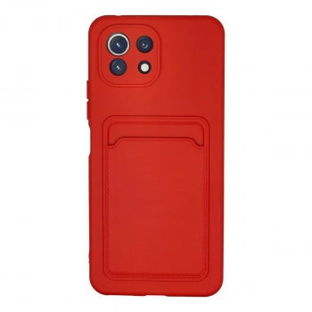 Xiaomi Mi 11 Lite Kılıf Kelvin Kartvizitli Silikon - Kırmızı