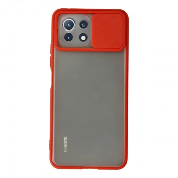 Xiaomi Mi 11 Lite Kılıf Palm Buzlu Kamera Sürgülü Silikon - Kırmızı