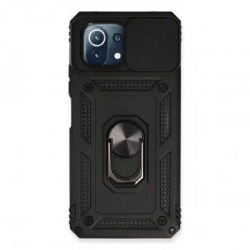 Xiaomi Mi 11 Lite Kılıf Pars Lens Yüzüklü Silikon - Siyah