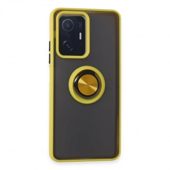 Xiaomi Mi 11t Pro Kılıf Montreal Yüzüklü Silikon Kapak - Sarı