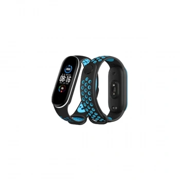 Xiaomi Mi Band 6 Spor Delikli Kordon - Siyah-mavi-beyaz