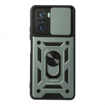 Xiaomi Poco F3 Kılıf Pars Lens Yüzüklü Silikon - Yeşil