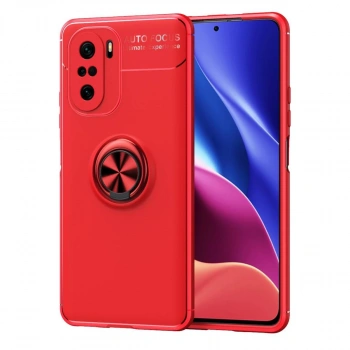 Xiaomi Poco F3 Kılıf Range Yüzüklü Silikon - Kırmızı