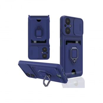 Xiaomi Poco M5 Kılıf Zuma Kartvizitli Yüzüklü Silikon - Lacivert