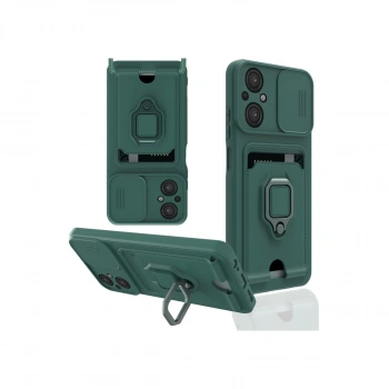 Xiaomi Poco M5 Kılıf Zuma Kartvizitli Yüzüklü Silikon - Yeşil