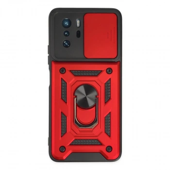 Xiaomi Poco X3 Gt Kılıf Pars Lens Yüzüklü Silikon - Kırmızı