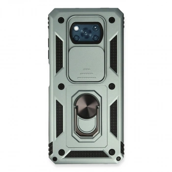 Xiaomi Pocophone X3 Kılıf Pars Lens Yüzüklü Silikon - Yeşil