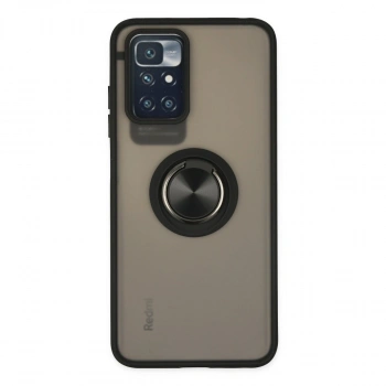 Xiaomi Redmi 10 2022 Kılıf Montreal Yüzüklü Silikon Kapak - Siyah