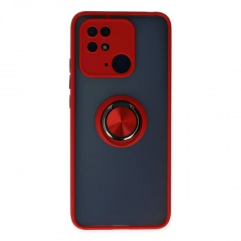 Xiaomi Redmi 10c Kılıf Montreal Yüzüklü Silikon Kapak - Kırmızı