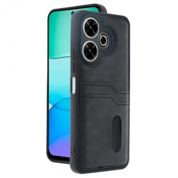 Xiaomi Redmi 13 4g Kılıf Sara Kartvizitli Deri Kılıf - Siyah