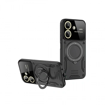 Xiaomi Redmi 13c Kılıf Joy Lens Standlı Kapak - Siyah
