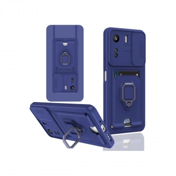 Xiaomi Redmi 13c Kılıf Zuma Kartvizitli Yüzüklü Silikon - Lacivert