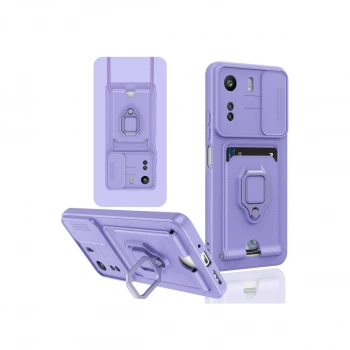 Xiaomi Redmi 13c Kılıf Zuma Kartvizitli Yüzüklü Silikon - Lila