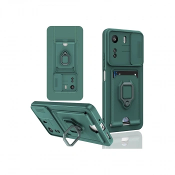 Xiaomi Redmi 13c Kılıf Zuma Kartvizitli Yüzüklü Silikon - Yeşil