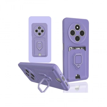 Xiaomi Redmi 14c Kılıf Zuma Kartvizitli Yüzüklü Silikon - Lila