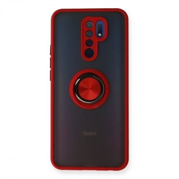 Xiaomi Redmi 9 Kılıf Montreal Yüzüklü Silikon Kapak - Kırmızı