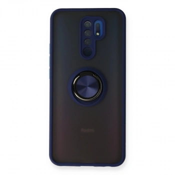 Xiaomi Redmi 9 Kılıf Montreal Yüzüklü Silikon Kapak - Lacivert