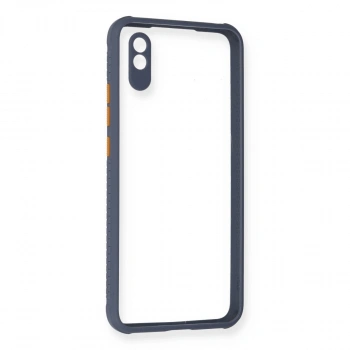 Xiaomi Redmi 9a Kılıf Miami Şeffaf Silikon - Gri