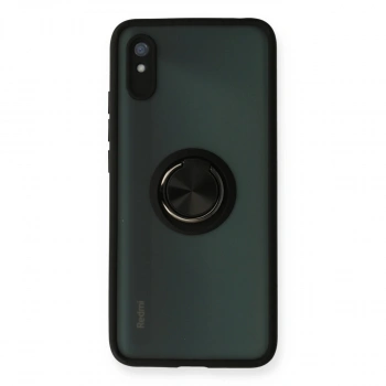 Xiaomi Redmi 9a Kılıf Montreal Yüzüklü Silikon Kapak - Siyah