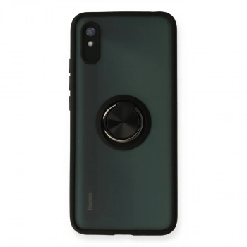 Xiaomi Redmi 9a Kılıf Montreal Yüzüklü Silikon Kapak - Siyah